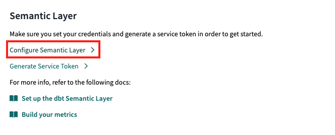 Semantic Layer section in the 'Project Details' page Semantic Layer section in the 'Project Details' page